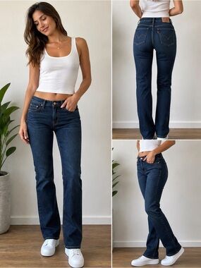 Levi’s Signature Mid Rise Straight Jeans Dark Wash Classic Denim Size [6M)